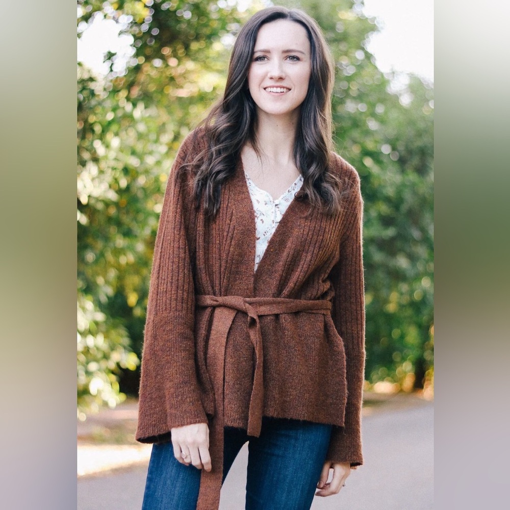 Prologue Women’s Brown Waist Tie Cardigan Sweater S